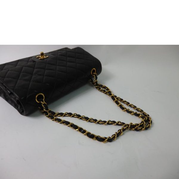 17124 4 Chanel Matelasse W Flap Chain Shoulder Bag Black