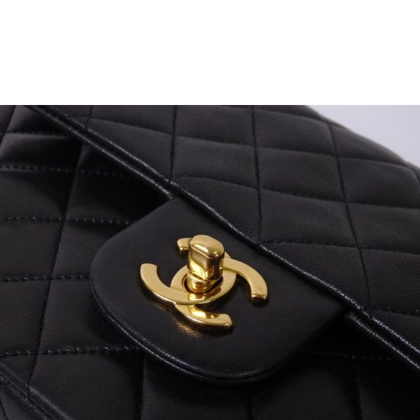 17124 5 Chanel Matelasse W Flap Chain Shoulder Bag Black