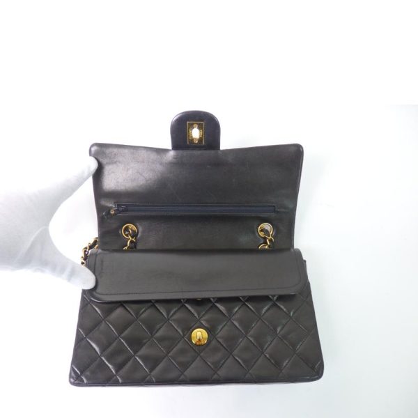 17124 7 Chanel Matelasse W Flap Chain Shoulder Bag Black