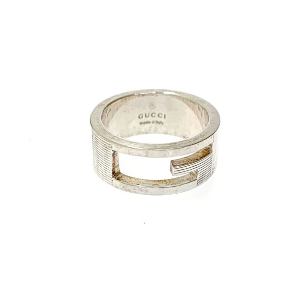 172205 2 Gucci Silver G Ring Womens 925 Engraved