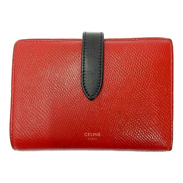 172711 2 Celine Leather Medium Strap Wallet Bifold Wallet