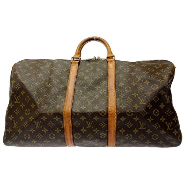 172894 4 Louis Vuitton Monogram Keepall 55 Bandouliere Boston Bag Brown