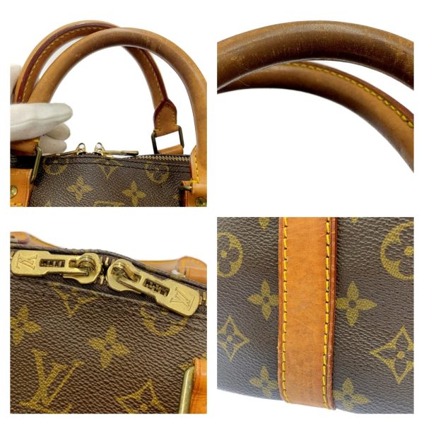 172894 7 Louis Vuitton Monogram Keepall 55 Bandouliere Boston Bag Brown