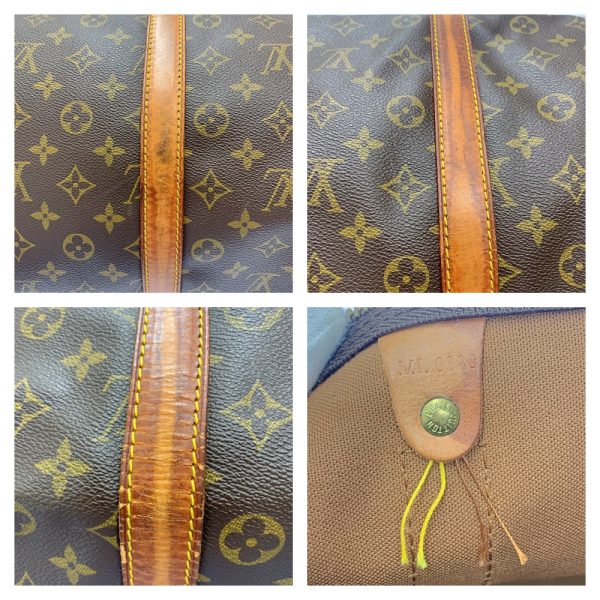 172894 8 Louis Vuitton Monogram Keepall 55 Bandouliere Boston Bag Brown