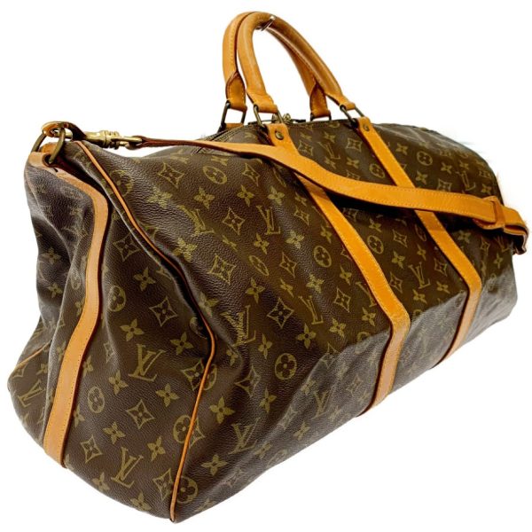 172898 2 Louis Vuitton Monogram Keepall Bandouliere 55 Boston Bag Brown