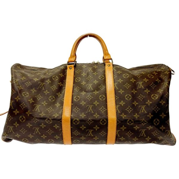 172898 4 Louis Vuitton Monogram Keepall Bandouliere 55 Boston Bag Brown