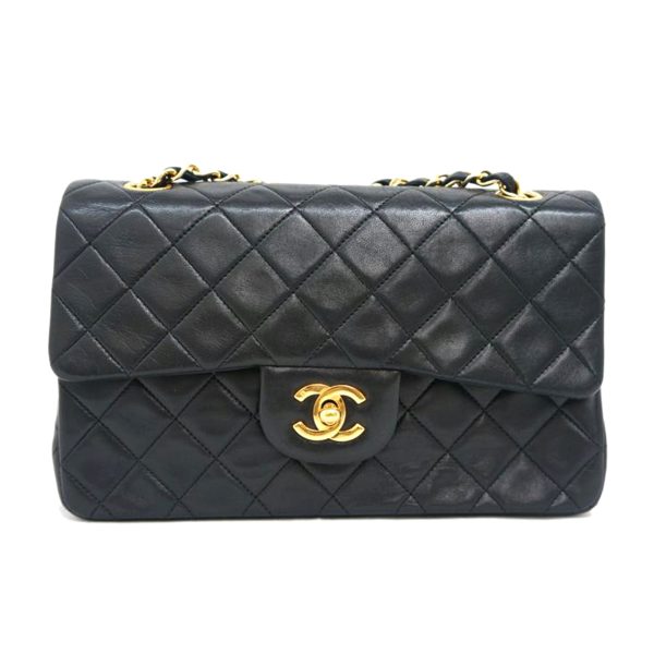 17322 1 Chanel Matelasse W Flap Chain Shoulder Bag Black