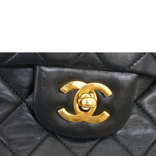 17322 10 Chanel Matelasse W Flap Chain Shoulder Bag Black