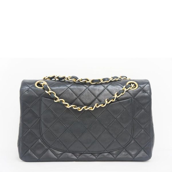 17322 2 Chanel Matelasse W Flap Chain Shoulder Bag Black