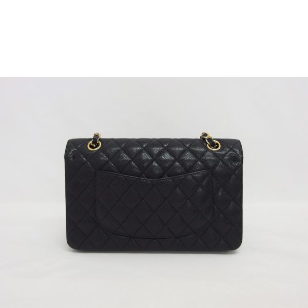 17333 2 Chanel Matelasse Caviar Skin W Flap Chain Shoulder Bag Black