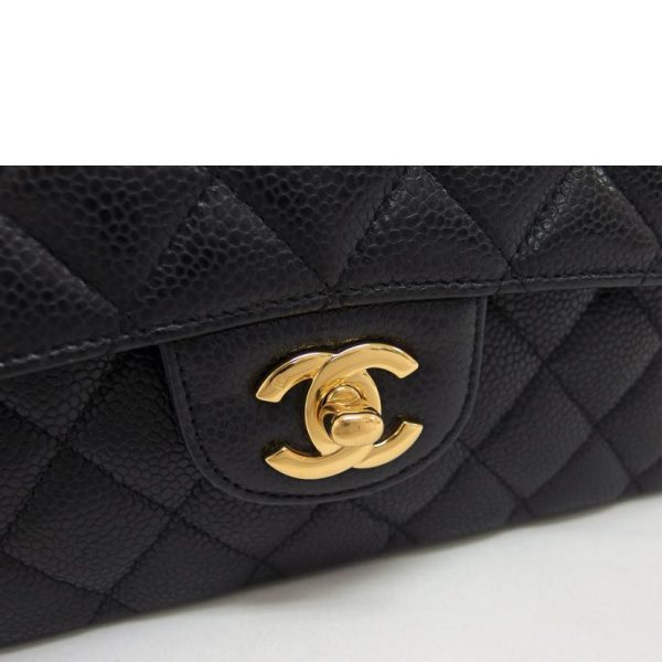 17333 5 Chanel Matelasse Caviar Skin W Flap Chain Shoulder Bag Black