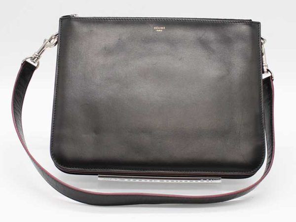 1742 Celine Trio Leather Shoulder Bag Black