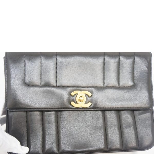 17520 6 Chanel Mademoiselle Lambskin Handbag Bag Black