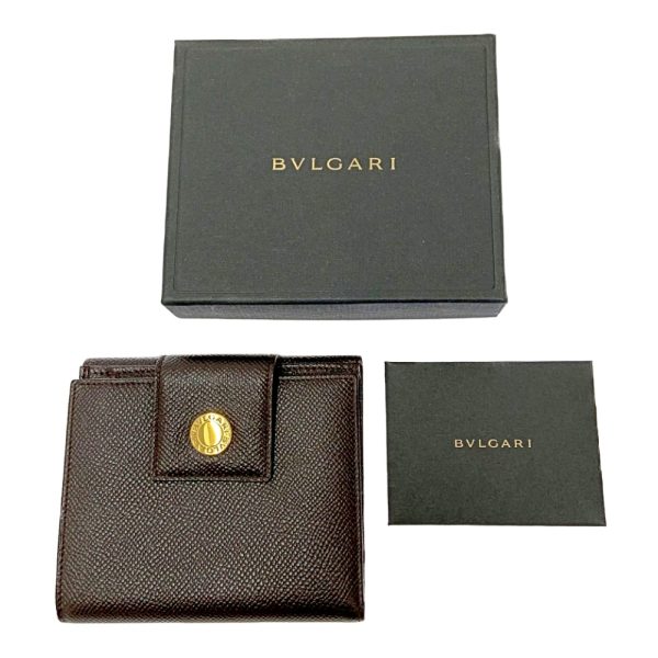 175253 1 Bvlgari Grain Leather Bifold Wallet Brown