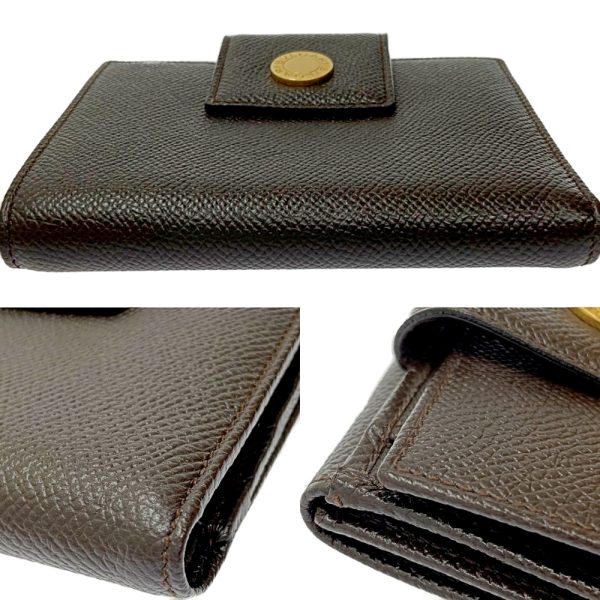 175253 6 Bvlgari Grain Leather Bifold Wallet Brown