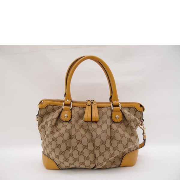 17526 2 Gucci Sookie GG Canvas 2Way Handbag Yellow