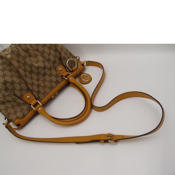 17526 4 Gucci Sookie GG Canvas 2Way Handbag Yellow