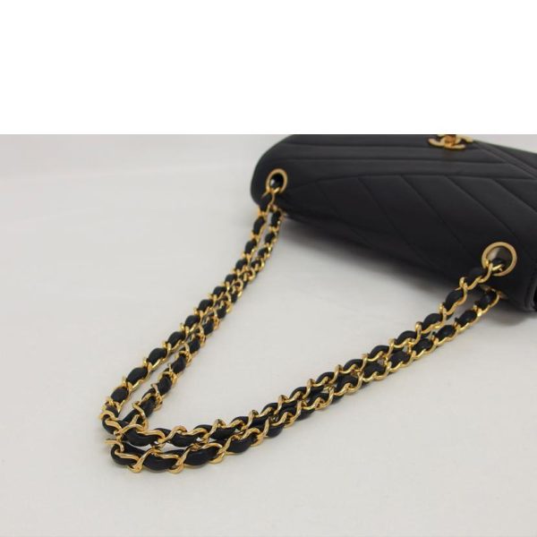 17630 4 Chanel Lambskin Chain Shoulder Bag Black