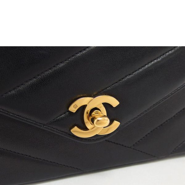 17630 5 Chanel Lambskin Chain Shoulder Bag Black