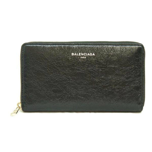 17647 1 Balenciaga Round Zip Wallet Black