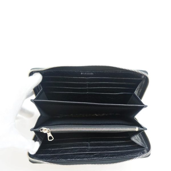 17647 4 Balenciaga Round Zip Wallet Black