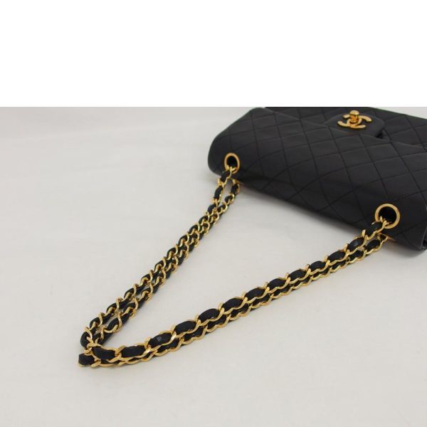 17692 4 Chanel Matelasse W Flap Chain Shoulder Bag Lambskin Black