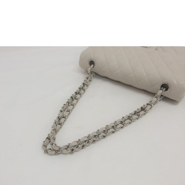 17753 4 Chanel Matelasse 25W Flap Chain Shoulder Bag Lambskin Light Gray