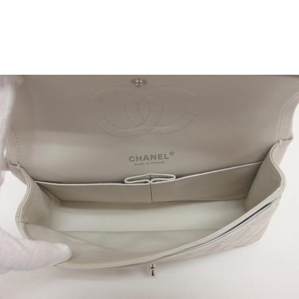 17753 6 Chanel Matelasse 25W Flap Chain Shoulder Bag Lambskin Light Gray