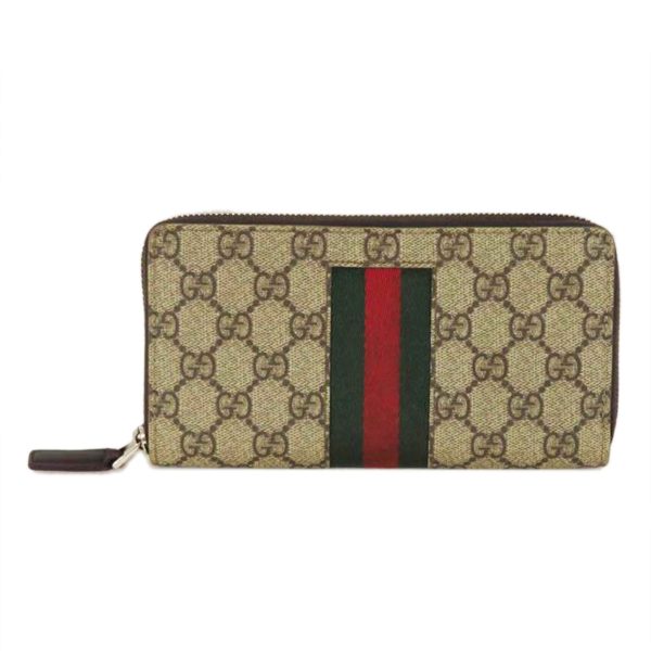 17777 1 Gucci GG Supreme New Web Sherry Line Long Wallet