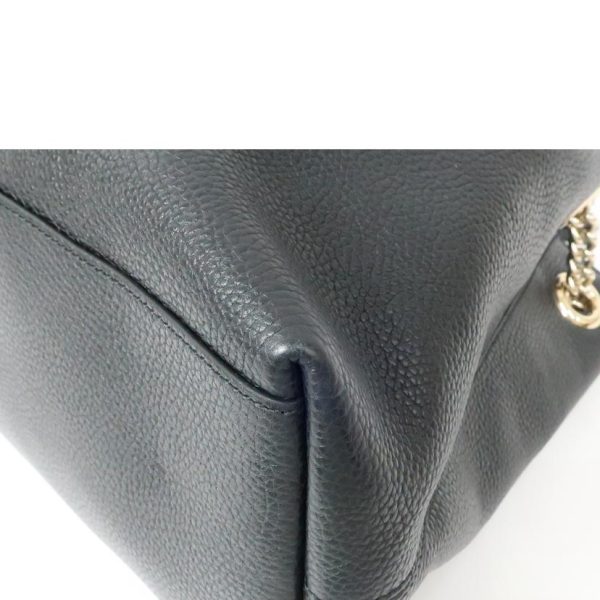 17821 5 Gucci Leather Chain Shoulder Bag Handbag Canvas Black