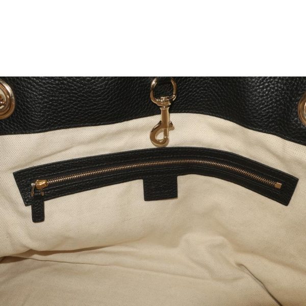 17821 6 Gucci Leather Chain Shoulder Bag Handbag Canvas Black