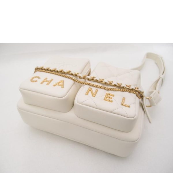 17833 3 Chanel Small Camera Shoulder Bag White