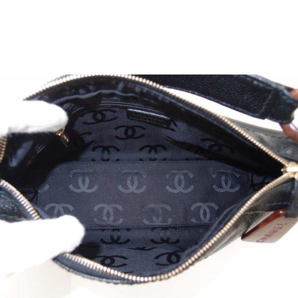 17838 5 Chanel Caviar Skin Coco Mark One Shoulder Bag Black