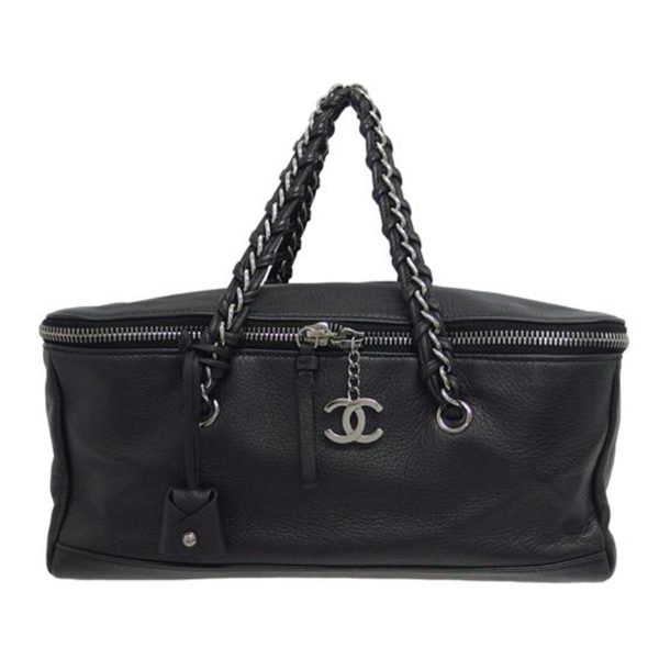 17845 1 Chanel Cocomark Leather Mini Boston Bag Black