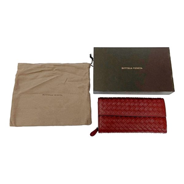 179163 1 Bottega Veneta Leather Intrecciato Long Wallet Bordeaux