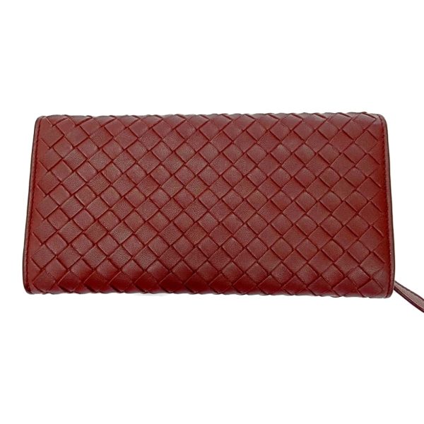 179163 5 Bottega Veneta Leather Intrecciato Long Wallet Bordeaux