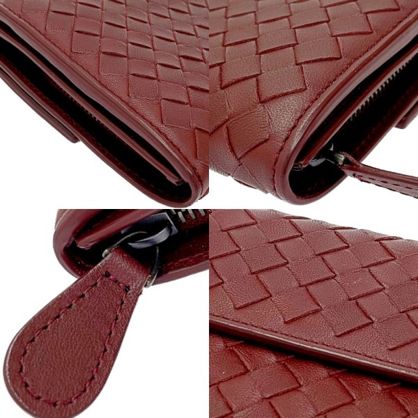 179163 6 Bottega Veneta Leather Intrecciato Long Wallet Bordeaux