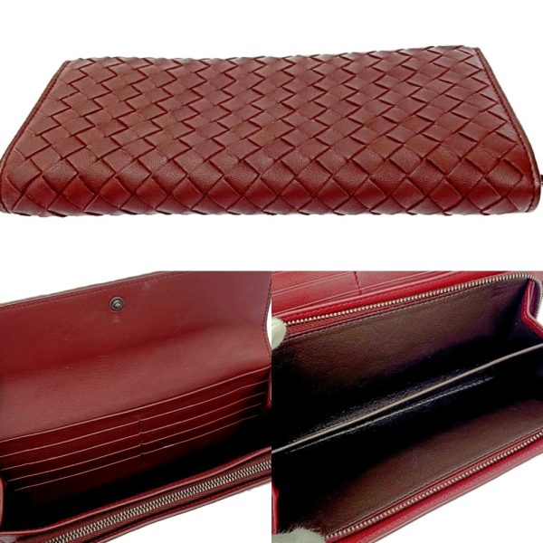 179163 7 Bottega Veneta Leather Intrecciato Long Wallet Bordeaux