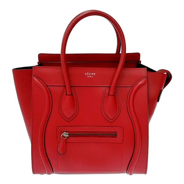 179646 1 Celine Leather Luggage Micro Shopper Handbag Red