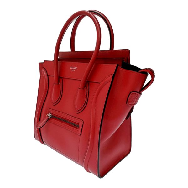 179646 2 Celine Leather Luggage Micro Shopper Handbag Red