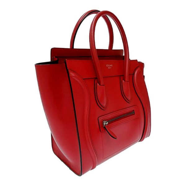 179646 3 Celine Leather Luggage Micro Shopper Handbag Red