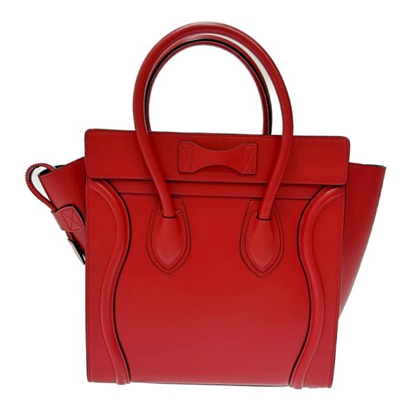 179646 4 Celine Leather Luggage Micro Shopper Handbag Red