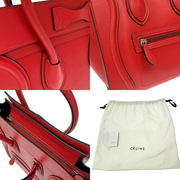 179646 9 Celine Leather Luggage Micro Shopper Handbag Red