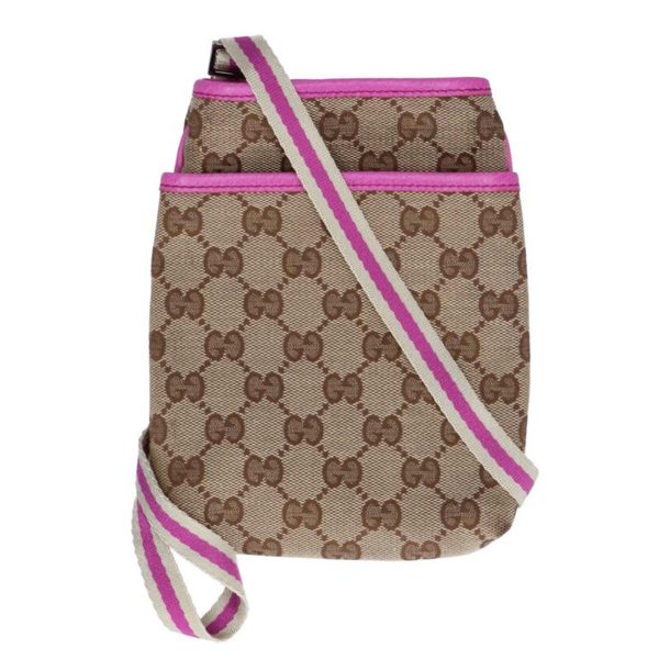 17968 1 Gucci GG Canvas Mini Shoulder Bag Biege Brown