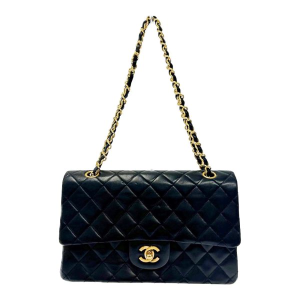 179759 1 CHANEL Matelasse Lambskin W Chain Shoulder Bag Black