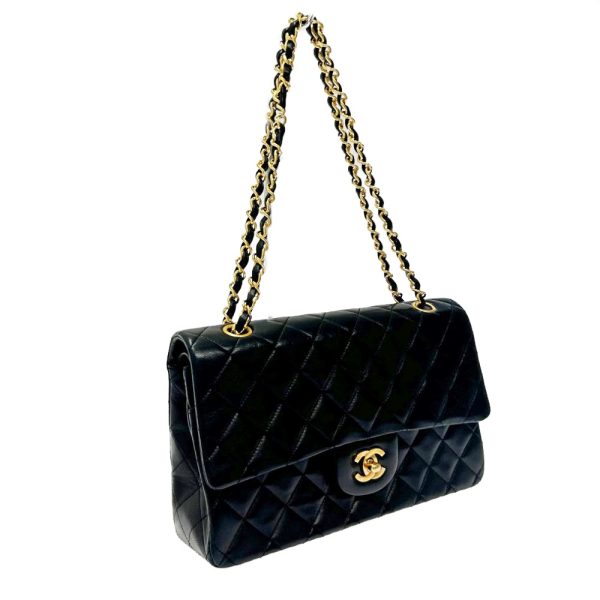 179759 3 CHANEL Matelasse Lambskin W Chain Shoulder Bag Black