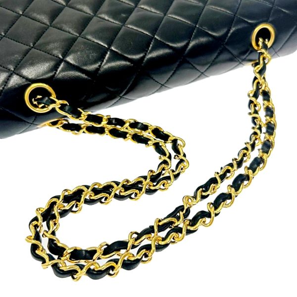 179759 6 CHANEL Matelasse Lambskin W Chain Shoulder Bag Black