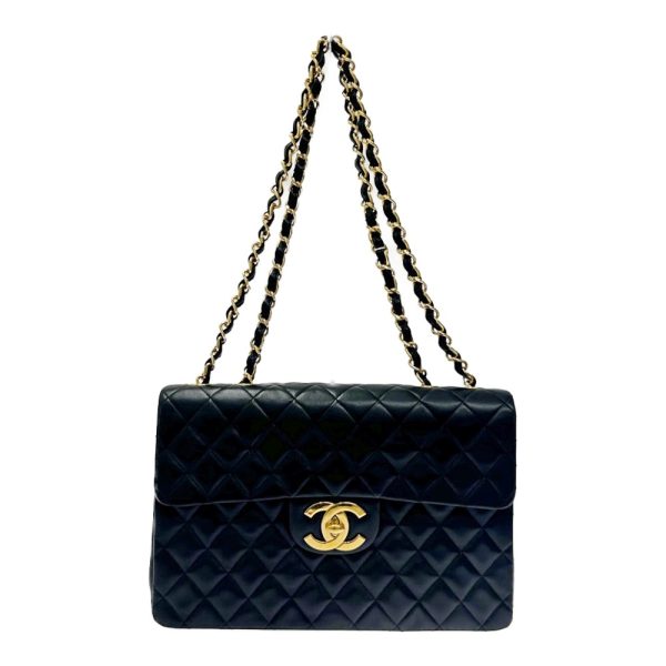 179825 1 CHANEL Lambskin Deca Matelasse W Chain Shoulder Bag Black