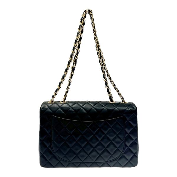 179825 4 CHANEL Lambskin Deca Matelasse W Chain Shoulder Bag Black