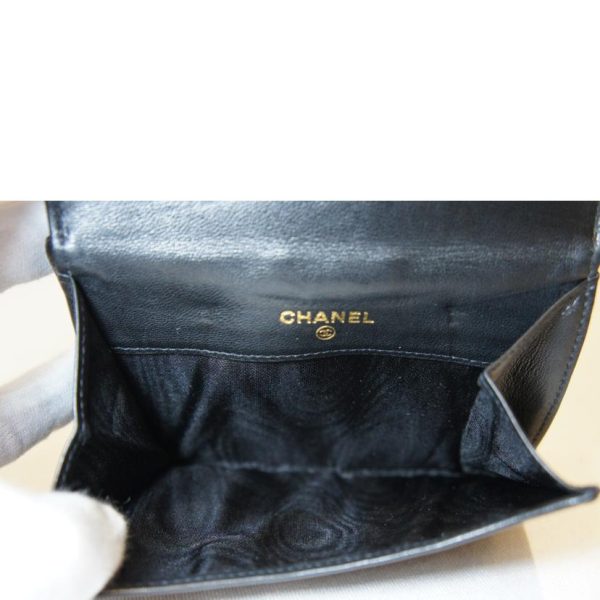 18071 6 Chanel Double Hook Fold Wallet Black